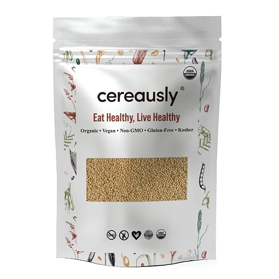 CEREAUSLY Organic White Quinoa Premium Royal Quinoa from Bolivia Kosher and Non-GMO Quinoa Bulk Vegan and Gluten-Fee Cooking Quinoa 4 LB