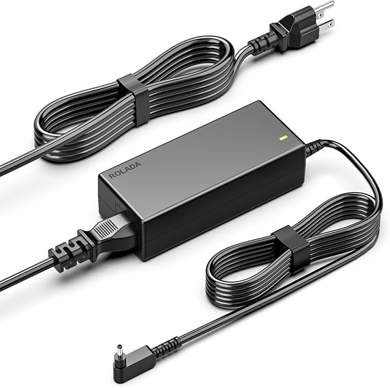 ROLADA 65W Laptop Charger for Acer, 3.0x1.1mm Small Tip, 8.8ft Cord | 65W, 3.0x1.1mm tip. Snug fit clip prevents falling out. Compatible with select Acer laptops. NOT for Aspire A514-52.