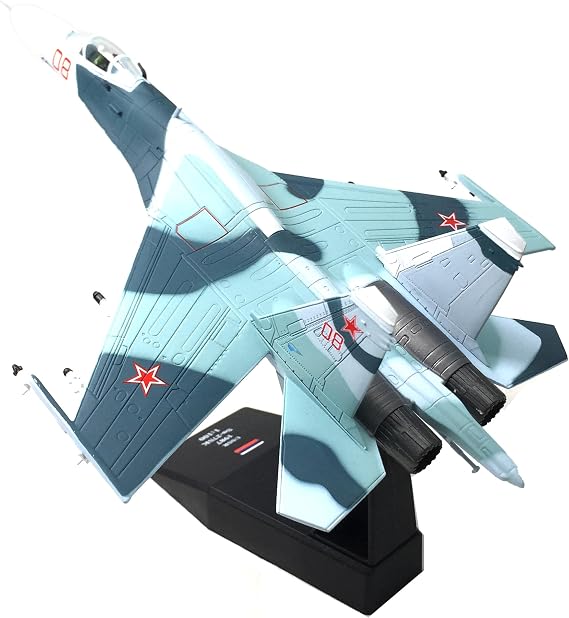 Enatuther 1/100 Su-27 Fighter Jet Plane Model Aircraft Model Military Airplane Model Diecast Plane Model for Collection or Birthday Gifts