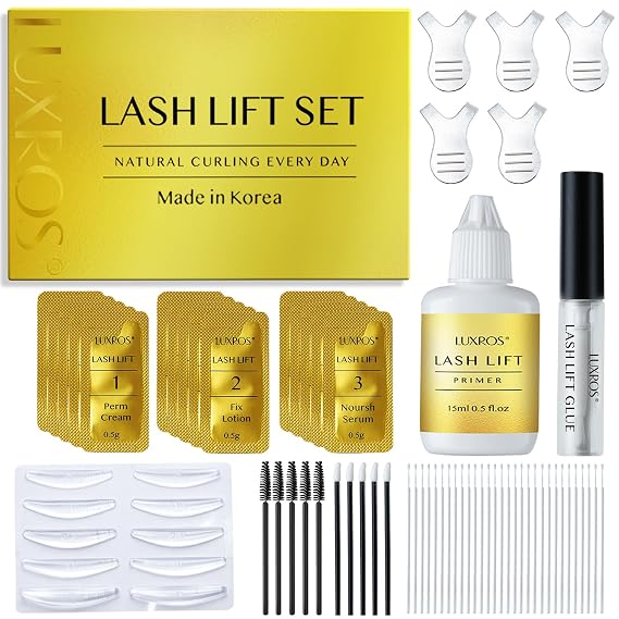 AYASAL Korean Lash Lift Kit for Eyelash Perm: 5 Applications, Thio-Free Keratin Formula for Long-Lasting Curl Gentle Lash Lifting Set for Home or Professional Use Also Great for Brow Lamination