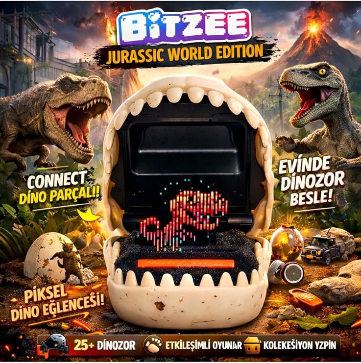Bitzee Jurassic Interactive Dinosaur Toy, 25 Dinozor, İnteraktif Sanal Bebek Dinozor Yetiştir