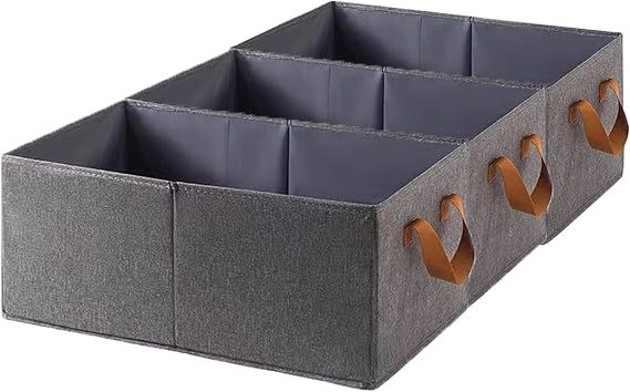 Wardrobe Storage Organiser Set 3,Large Fabric Storage Boxes with Handles, Collapsible Storage Bins for Cupboards, Organizing Clothes, Toys, Towels, Office Products- Baskets for Shelves