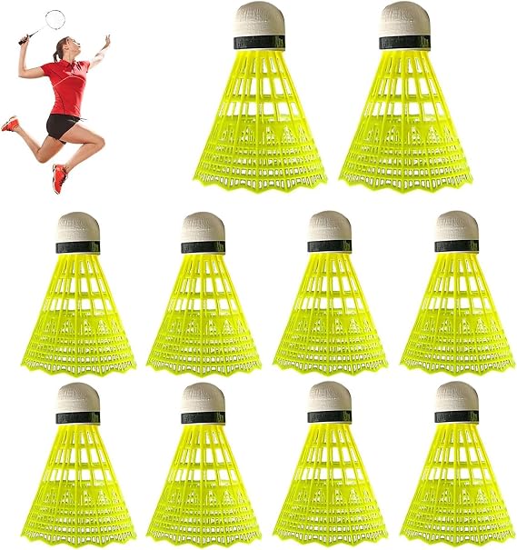 10PACK Badminton Shuttlecocks,Nylon Badminton Shuttlecocks Birdies,Bedminton Shuttlecocks for Baseball/Softball Batting Training,for Indoor Outdoor Sports Hight Speed Training Badminton Balls