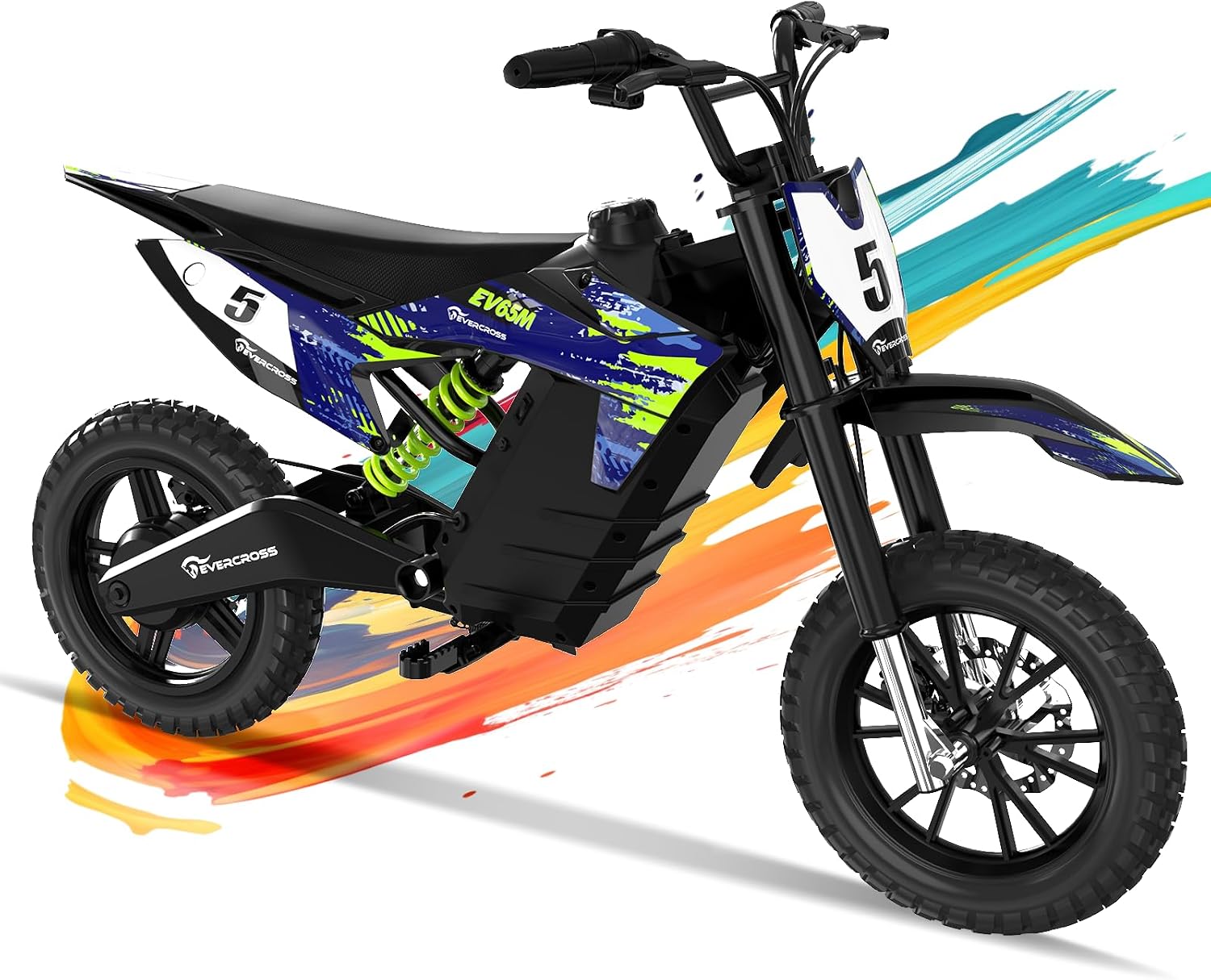 EVERCROSS EV65M Children's Electric Motorcycle Electric Motocross with 48 V 7.8 Ah 10/20/30 km/h Speed Mode 500 W Motor 14 Inch Pneumatic Tyres Double Shock Absorption Children's Electric Motorcycle