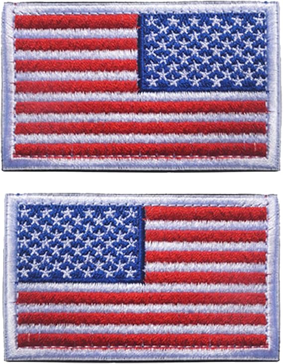 AliPlus 2PCS America Flag Patches Morale Pacth Hook and Loop | Embroidered,Regular and Reverse,American Tactical Military Morale Patch,Versatile Tactical Attachment,3*2 inch White Border