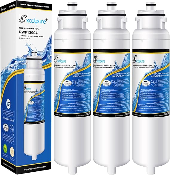 EXCELPURE DW2042FR-09 Replacement for LG Daewoo DW2042FR, Kenmore 46-9130, Aqua Crystal DW2042FR-09, 60199-0006802-00, FRN-Y22D2V, FRN-Y22D2W, FRNY22F2VI, Refrigerator Water Filter, 3PACK