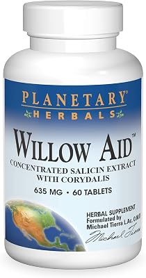 Planetary Herbals Willow Aid Tablets, 60 Count