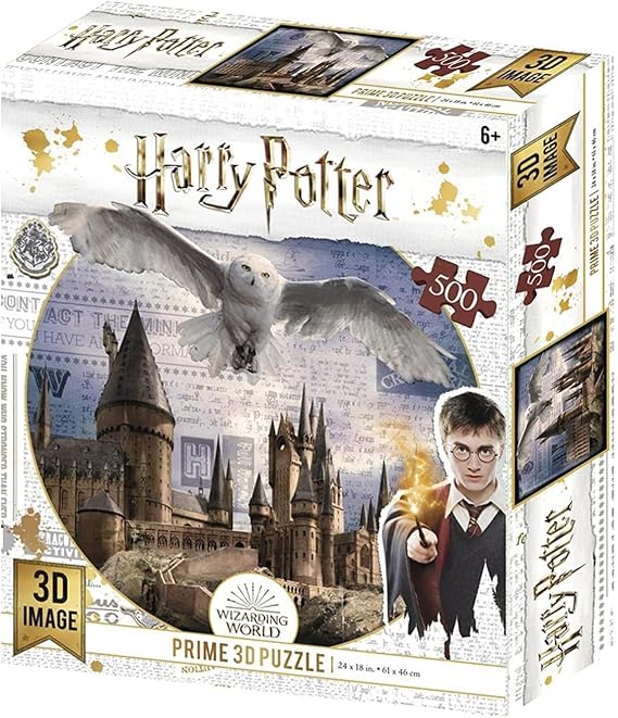 Harry Potter HP32513 3D Effect 500 Piece Hogwarts & Hedwig Puzzle,Redstring - Puzzle 3D Harry Potter Hogwa