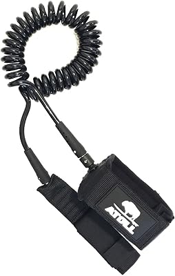 Atoll ISUP Leash for Inflatable Stand Up Paddle Board | 10 ft Coiled Leash TPU Leg Rope | Coiled Wrist Strap -Safe for Stand Up Board or Surf Board
