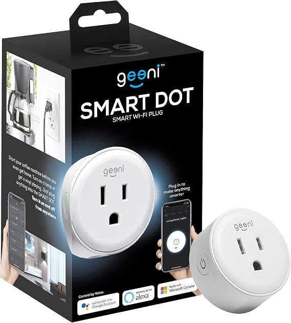 Geeni Dot Plug, 2.4 GHz Wi-Fi, Fire-Resistant, Schedule & Timer, 1-Pack