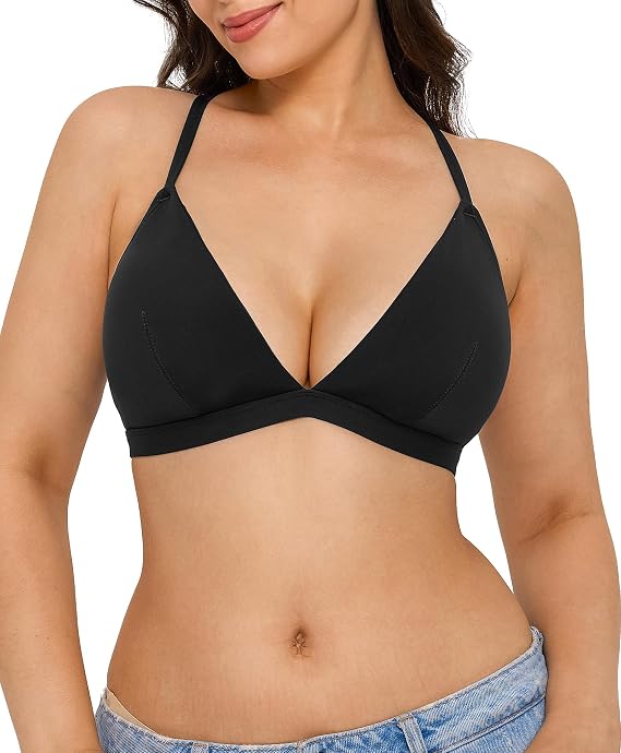 BRXL Triangle Strappy Sports Bra Adjustable Spaghetti Straps Low Impact