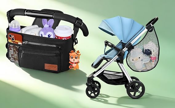 Stroller Caddy & Baby Side Sling Stroller Cargo Net