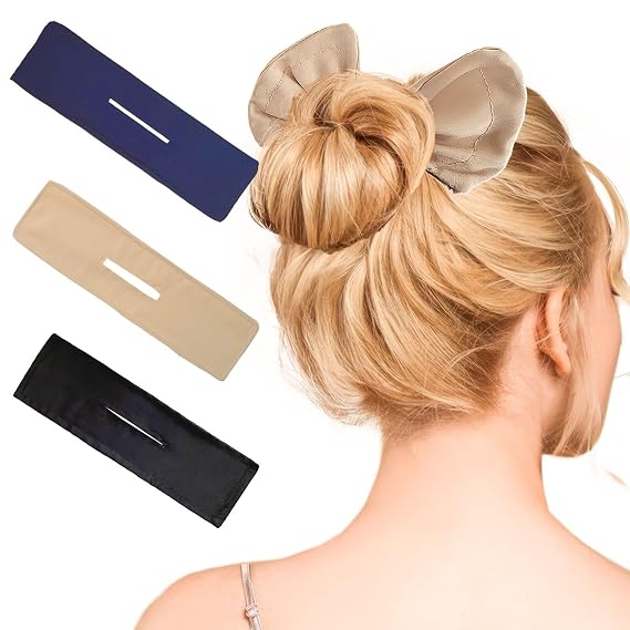 3 Pieces Deft Hair Bun Maker, Cute French Twist Easy Bun Hair Bun Maker for Women Hairstyle (3 PCS (Black, Navy, Khaki))