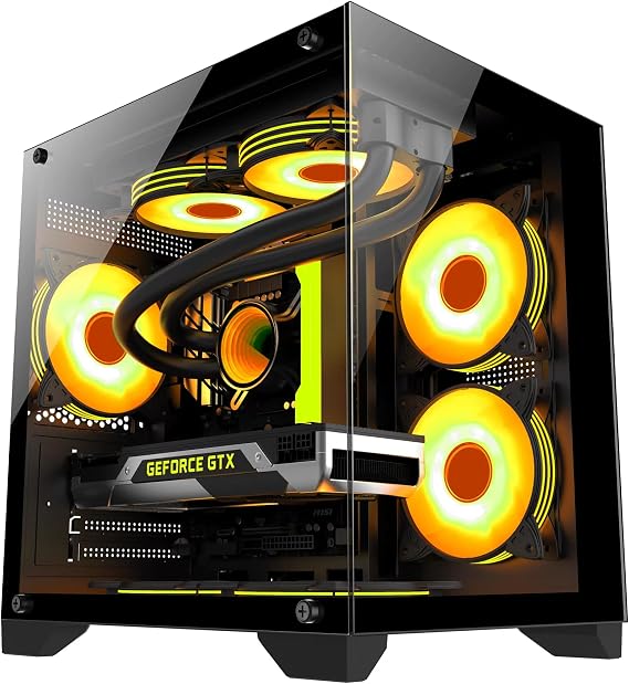 PC Case Middle Tower PC Case Tempered Glass Model Micro-atx Black