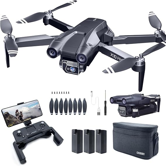 GPS Drone with Camera 4K UHD, 90 Min Long Flight Time, 3280 FT Long Control Range, Auto Return, Auto Follow, Brushless Motor, Ideal RC Quadcopter for Beginners - CHUBORY X10 PRO