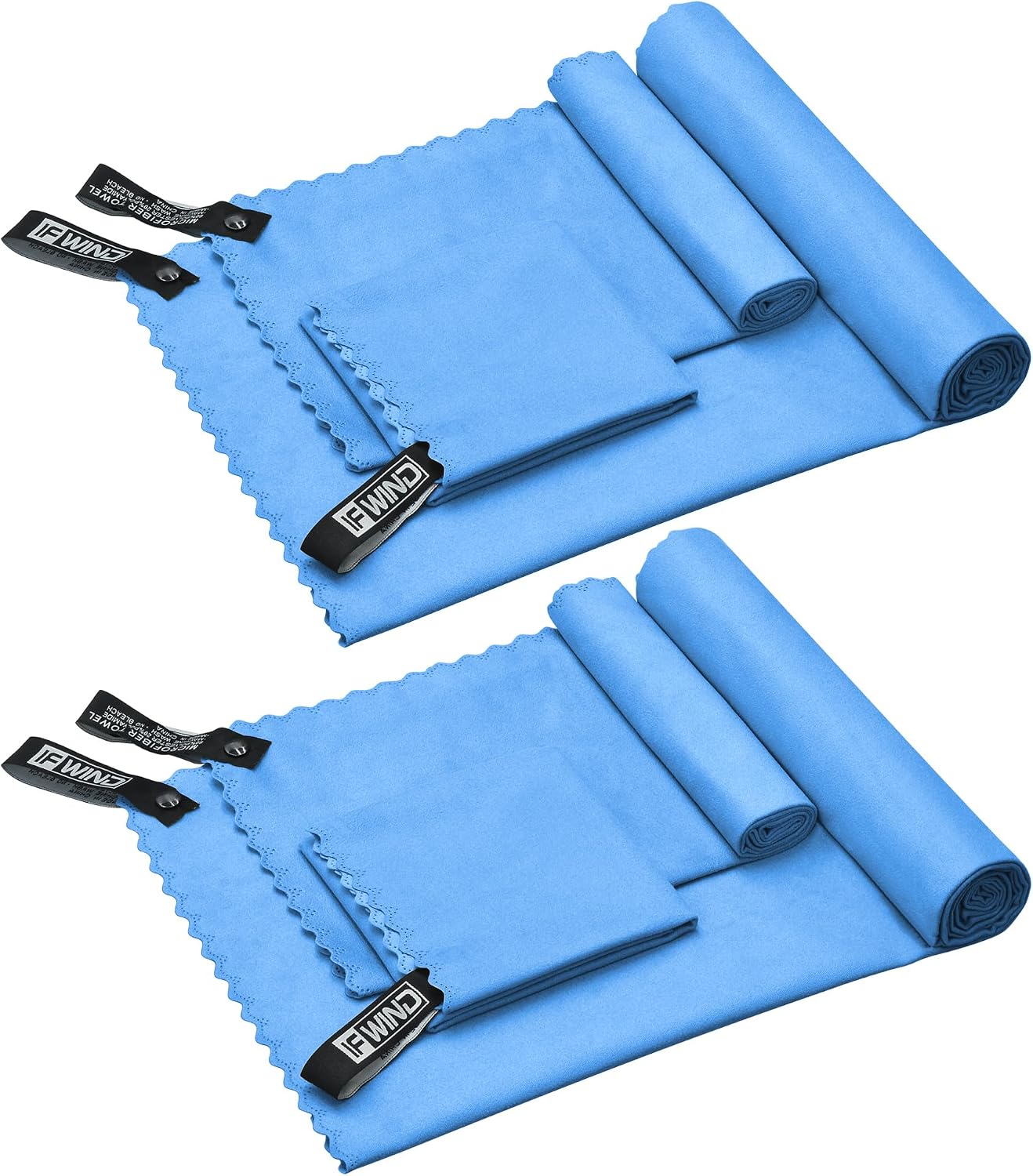 2 Sets (3 Size at 1 Set) Quick Dry Camping Towels, 6 Pcs Microfiber Travel Towel (Navy Blue)