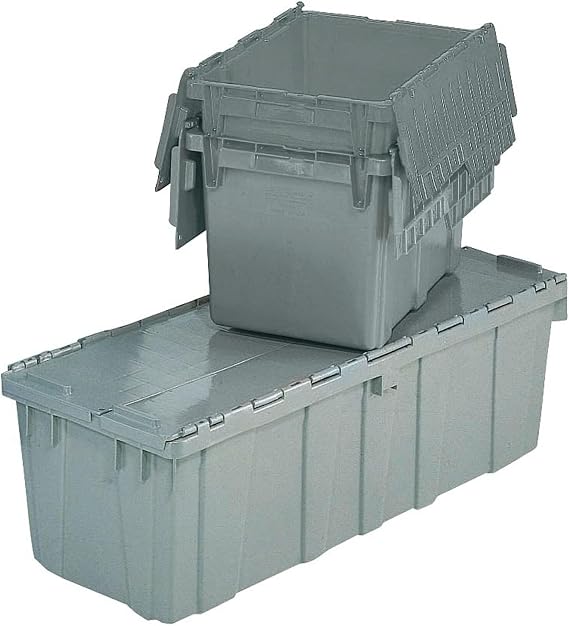 Attached Lid Container, 0.3 Cu Ft, Gray