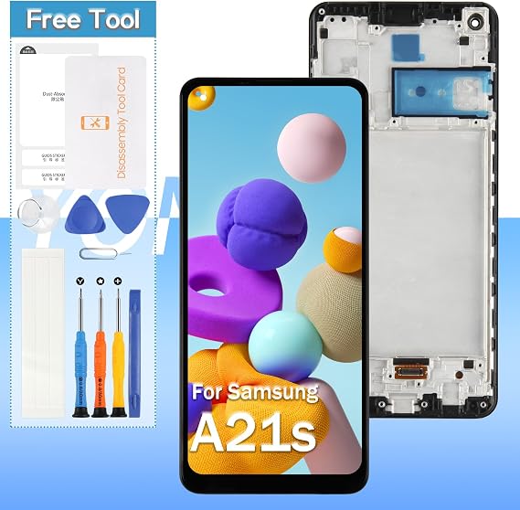 Yondista for Samsung Galaxy A21s LCD Display SM-A217F SM-A217F/DS SM-A217M SM-A217M/DS SM-A217N Screen Replacement Touch Digitizer Assembly(Black with Frame)