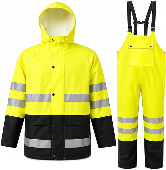 Rain Suit For Men & Women Waterproof Heavy Duty Rain Gear Reflective Jacket for Fishing Outdoor Work Raincoats