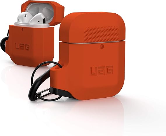 UAG Silicone for AirPods 1 & 2 Case with Carabiner, Orange/Dark Grey