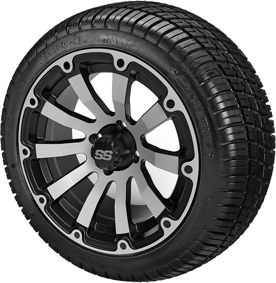 RM Cart 12" Beast Black/Machined on a 215/35R12 Deli Radial Tire