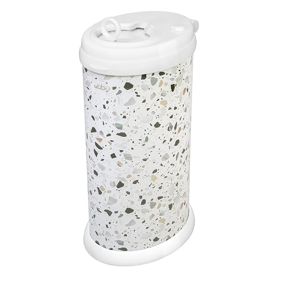 Ubbi Stainless Steel Diaper Pail, Odor Locking, No Special Bag Required, Award-Winning, Registry Must-Have, Terrazzo