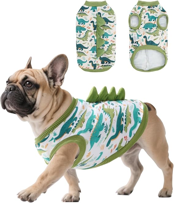 CuteBone Dinosaur Costume Dog Shirt, Stretchy Velvet T-Shirt Clothes for Small Dogs, Soft & Breathable Pet Tee Outfit Cat Apparel for Daily Wear, Cozy Pullover Design Puppy Fashion COSBX03M