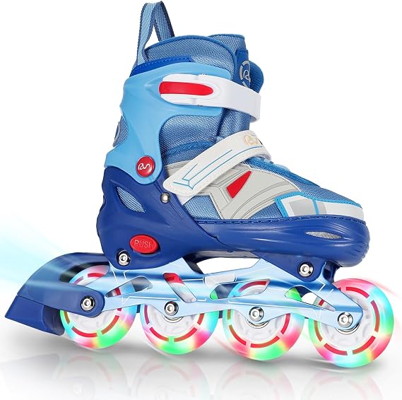 Adjustable Kids Inline Skates for Boys Girls with Full Light Up Wheels - Roller Skates for Kids Ages 6-12, Toddler Ages 3-5, Youth Women Beginners Outdoor Indoor
