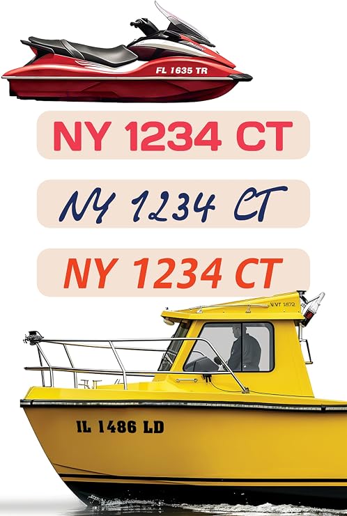 Custom Boat Registration Numbers Stickers, Pack of 2 Boat Lettering Decals