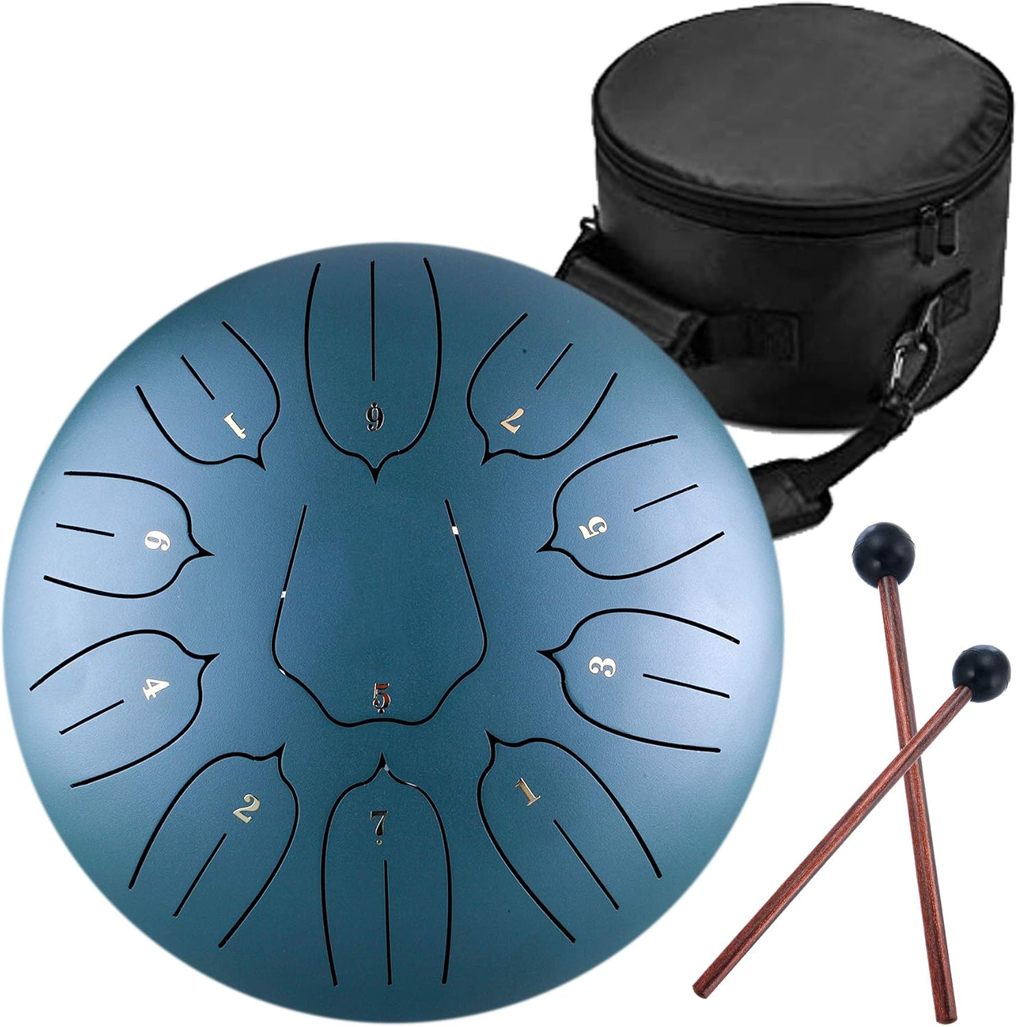 ANTETOK Hand-pan Steel Tongue Drum Kit, 11 Notes 12 Inches Hand Drum Percussion Instruments with Carry Bag Mallets for Meditation Entertainment Decompression Music and GiftC Key, Green