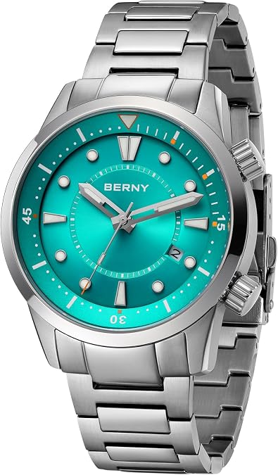 BERNY Dive Watch for Men, Mechanical Automatic Wristwatch, 200M Waterproof