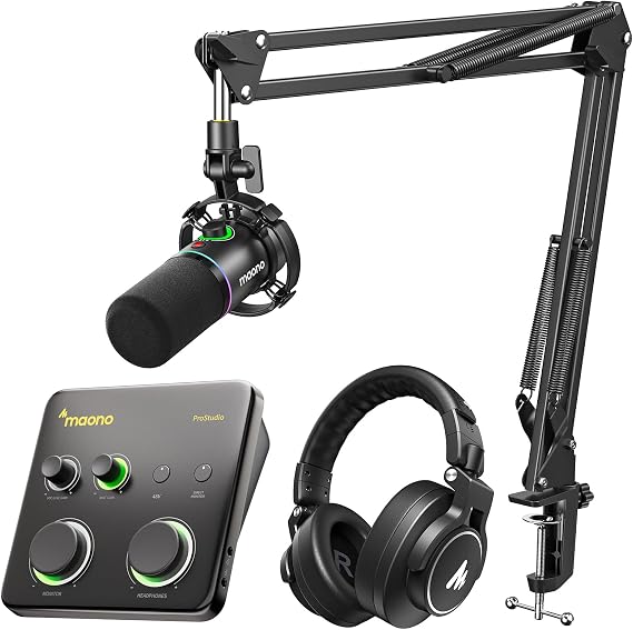MAONO PD200XS& P1 & MH700 Studio Recording Equipment Include Interface & Microphone for Create