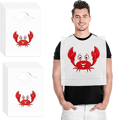 Nonley Disposable Crab Bibs - 50100200 Pcs Funny Plastic Adult Bibs for Crawfish Seafood Boil Party Restaurants Supplies