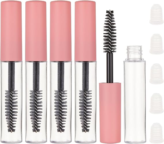 NICENEEDED 10 PACK 5ML Empty Mascara Tubes Eyelash Wand, Transparent Eyelash Cream Refillable Tube, Eyelash Growth Oil Dispense Container Bottle with Rubber Inserts