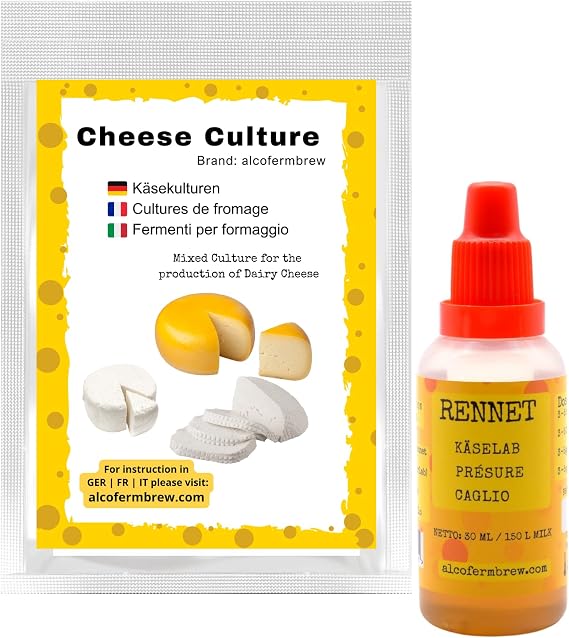 Cheese Culture + Animal Liquid Rennet 30ml - Set for Soft and Hard Cheese