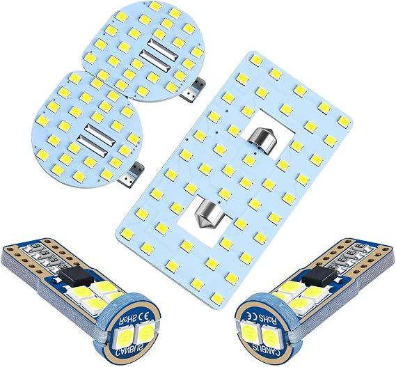 White LED Interior Dome Ceiling Reading Light Kit and License Plate Bulb Dedicated Compatible with Jeep JK Wrangler 2007-2018