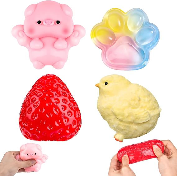 Taba Squishy, 4 Pcs Squishy Fidget Toys for Adults Anxiety Relief | Fufu Squishy Stress Relief Sensory Play Toys Fidget Gifts for Decompression Birthday Novelty Gift