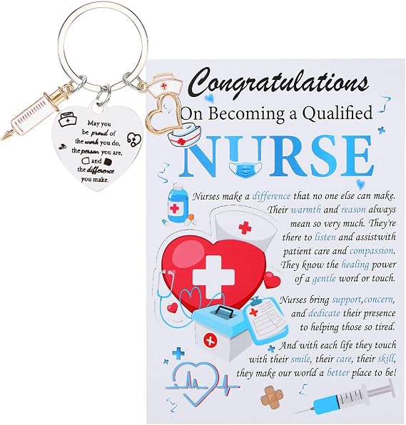 Nurse Gifts, Congratulations Card, Nurse Appreciation Gift, Gifts for Nurses, Qualified Nurse Graduation Gifts for Her Keychain, Medical Staff Present, Healthcare Worker Appreciation