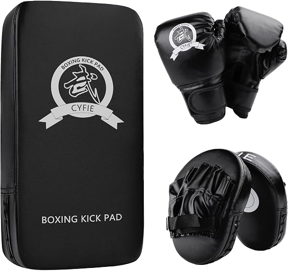 3-in-1 Boxing Equipment Punching Gloves Mitts Kick Pack Set for Kids Karate Mitts Pad for Beginners Arm Pad for Children Boxing Gloves for Muay Thai, Taekwondo, MMA Training, Gift for Kids Toddlers