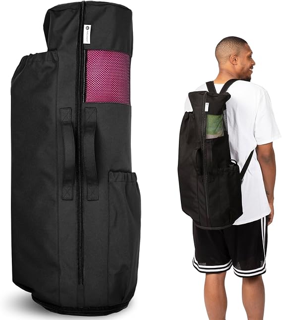 MAGNILAY Expandable Yoga Mat Bag, Adjustable Strap, Black, Large