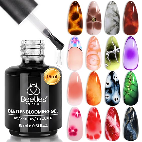Beetles Blooming Gel 15 ml Clear UV Gel Polish Nail Art for Tortoise Nails