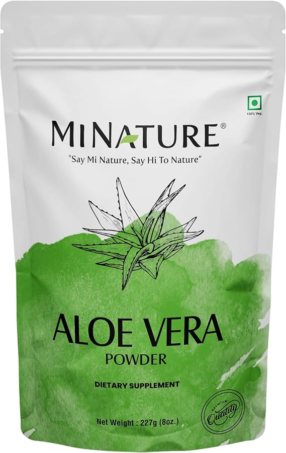 Mi Nature 100% Aloe Vera Powder (Aloe Barbadenis) 227g (8 oz)| Pure Aloe Vera Leaf Powder