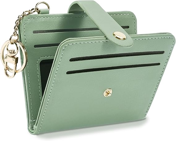 Airkit Small Wallet Women RFID, PU Leather Card Holder with Keychain