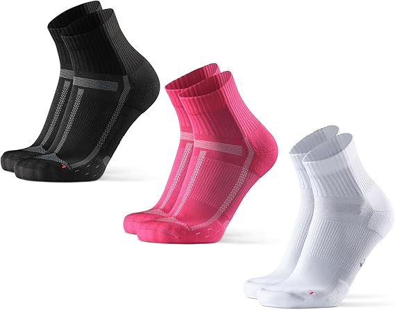 DANISH ENDURANCE Cushioned Running Socks for Long Distances, Anti-Blister & Sweat Wicking, Quarter Length, for Men & Women, Unisex, 3 or 5 Pack