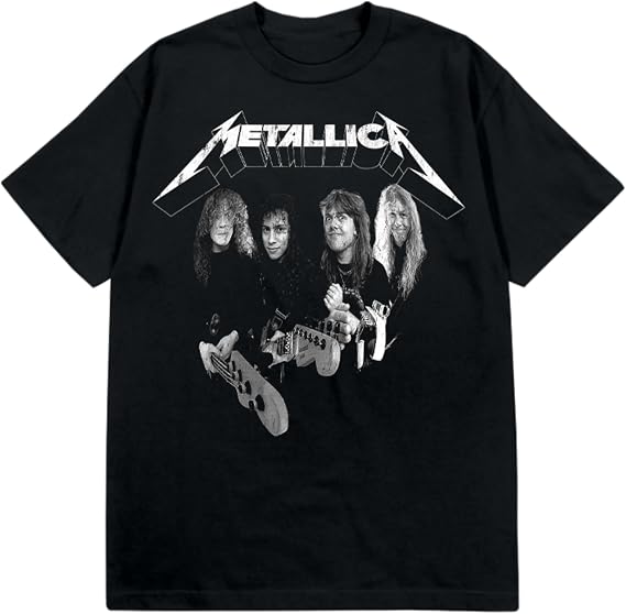 2Bhip Metallica Band Faces Guitars T-Shirt, Black