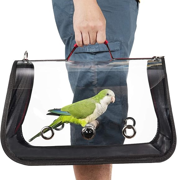 Colorday Lightweight Bird Carrier, Bird Travel cage Parrot (Medium 16 x 9 x 11, Red) Patent Pending
