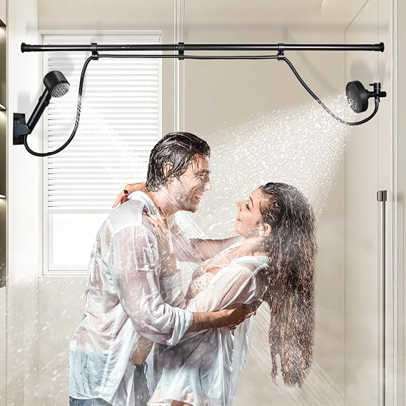 Dual Shower Head System with Adjustable Sliding Bar, Chrome Finish, Fixed and Hand Held Shower Head