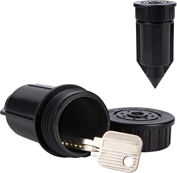 Meejune Hide a Key Outside Sprinkler Head - Waterproof Outdoor Key Holder for Garden, Yard (Black)