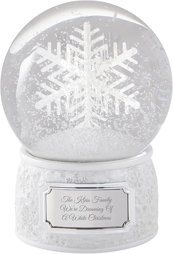 Things Remembered Engraved Spinning Musical Snowflake Snow Globe (Free Customization), Plays Evergreen Music
