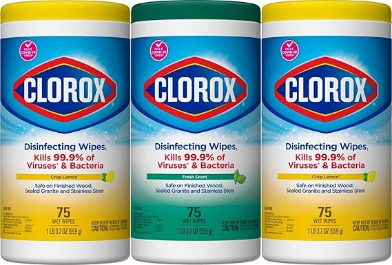 Clorox Disinfecting Cleaning Wipes Variety Pack, 75 Count Each, Pack of 3 (Package May Vary)